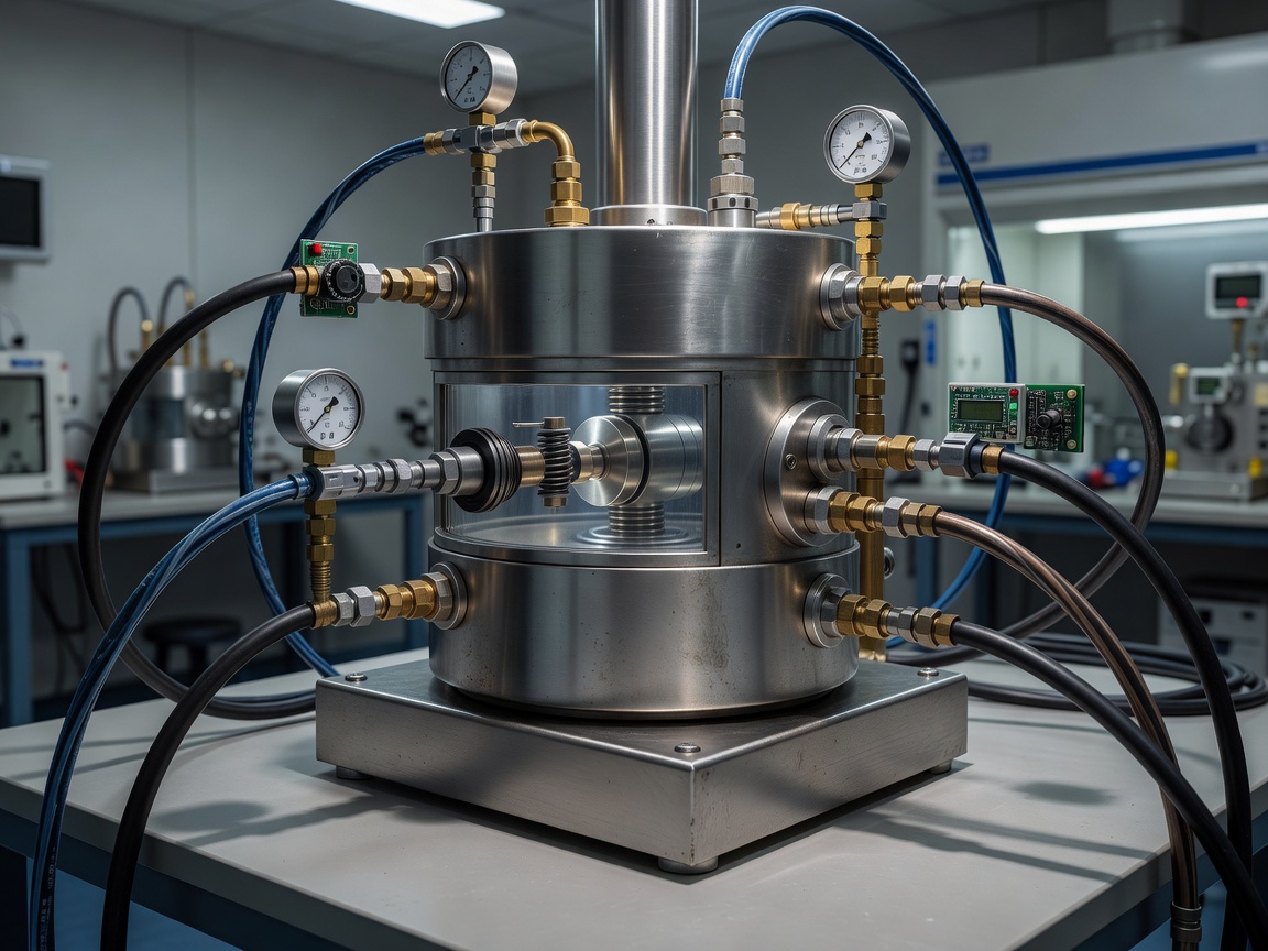 Laboratory testing equipment inspecting airtight valve seals under differential pressure